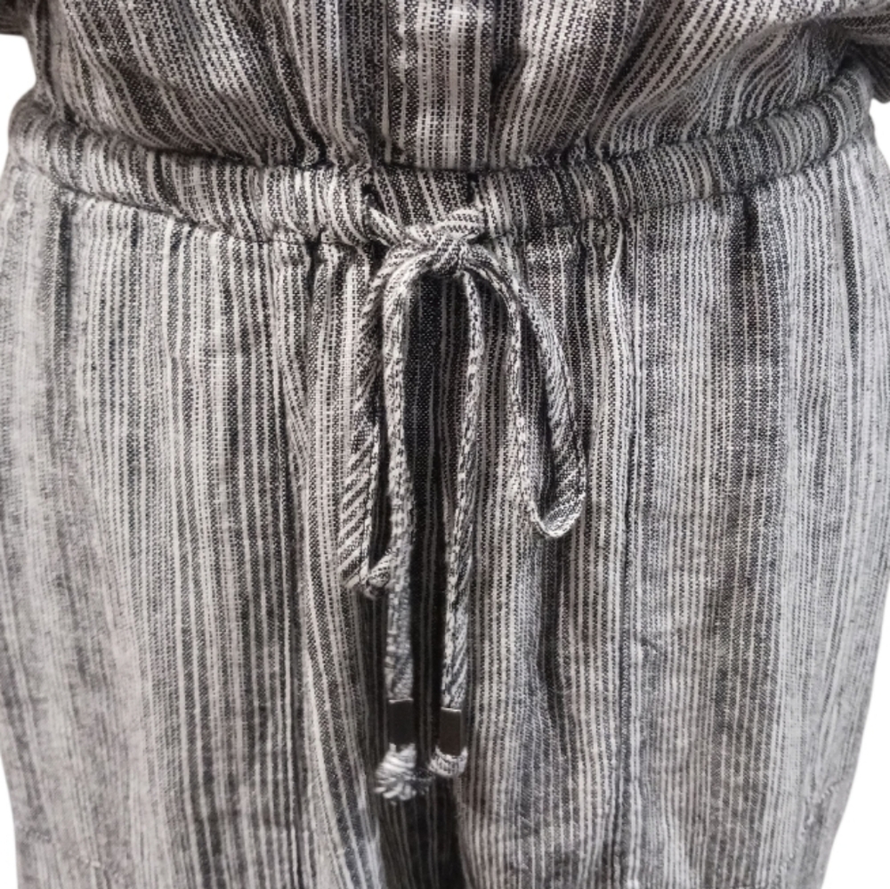 Kelly Renee Linen Stripe Shorts Romper - Picture 6 of 9